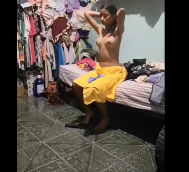 Young girl changing hidden camera